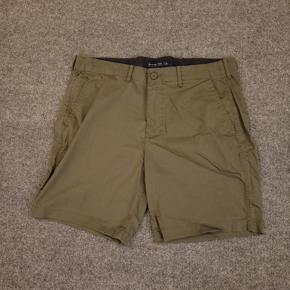 Abercrombie & Fitch All Day Comfort Stretch Chino Shorts Mens L Green Casual